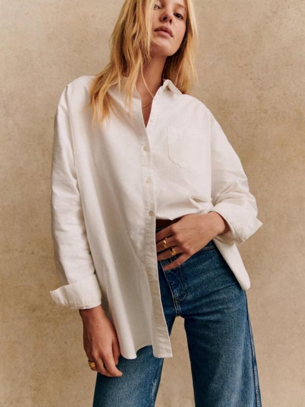 Sézane Oversized White Button Down Shirt OS